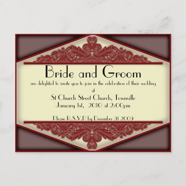 Dusky Pink Vintage, wedding invitation postcard (Front)