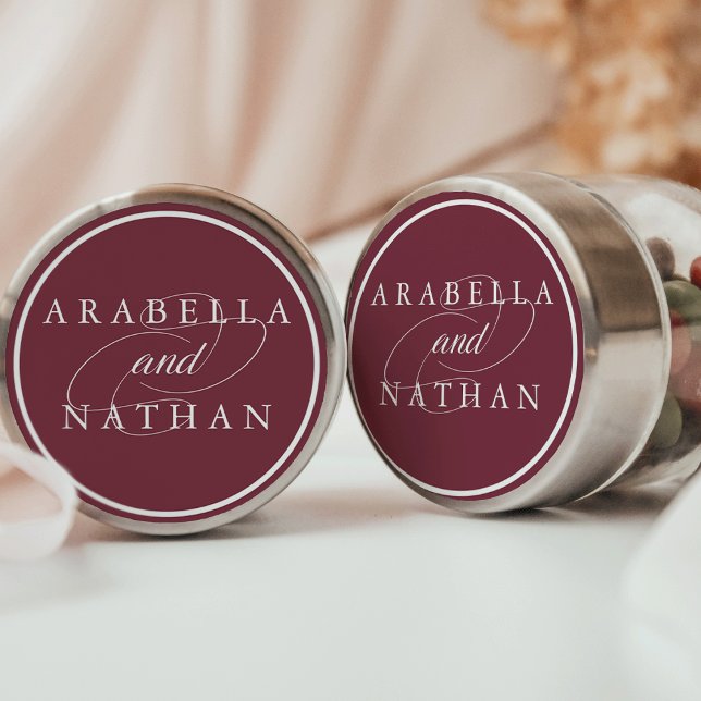 Dusky Plum Personalised Wedding Classic Round Sticker (Creator Uploaded)
