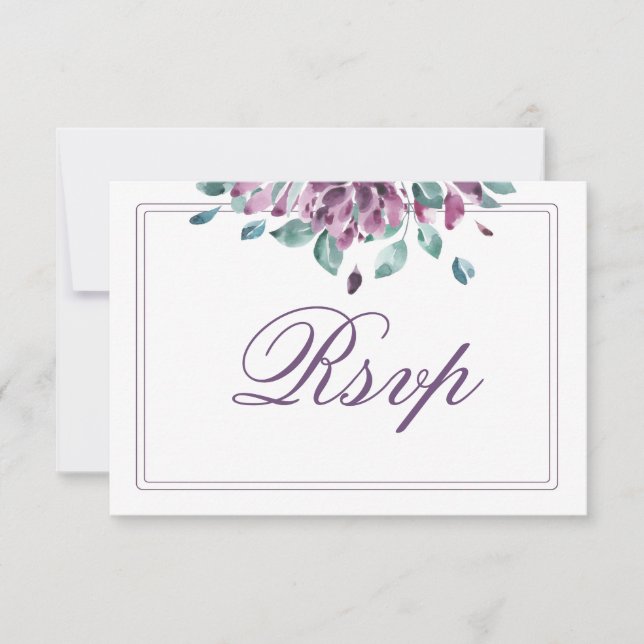 Dusky Purple Fall Floral RSVP Card (Front)