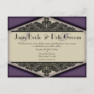 Dusky Purple Vintage-monogrammed, wedding invitati Invitation