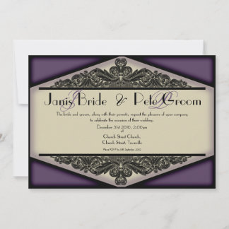 Dusky Purple Vintage-monogrammed, wedding invitati Invitation