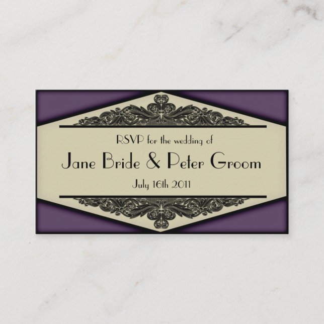 Dusky Purple Vintage, RSVP mini cards (Front)