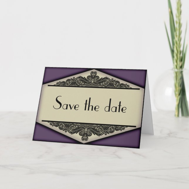 Dusky Purple Vintage, save the date card (Front)