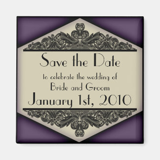 Dusky Purple Vintage, save the date magnet