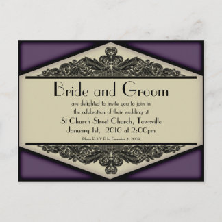 Dusky Purple Vintage, wedding invitation postcard
