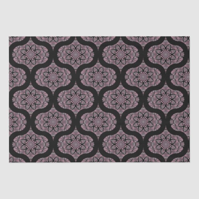 Dusky Rose Fronds Mandala Mid Mod Ogee Tissue Paper (Front)