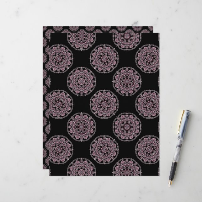 Dusky Rose Fronds Polka Dots Mandala (Front/Back In Situ)