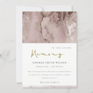 DUSKY ROSE GOLD PINK AGATE SYMPATHY MEMORIAL THANK THANK YOU CARD