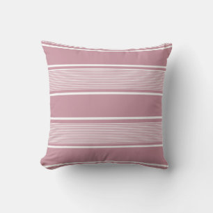 Dusky Rose Pink and White Cushion