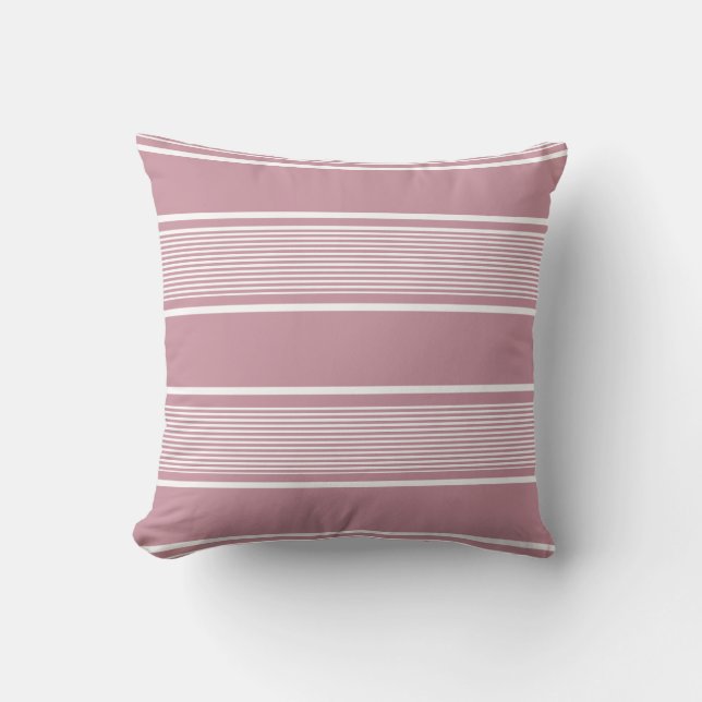 Dusky Rose Pink and White Cushion (Front)