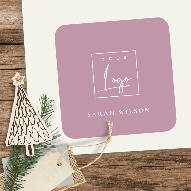 Dusky Rose Pink Custom Promotional Business Logo Square Sticker (Creator Uploaded)
