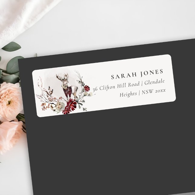 Dusky Stag Marsala Floral Wreath Christmas Address (Creator Uploaded)