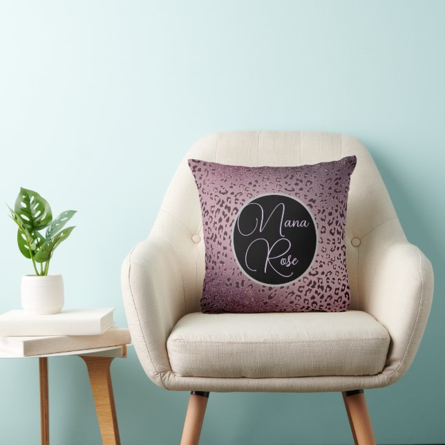 Dusky Violet Leopard Personalised Cushion (Chair)