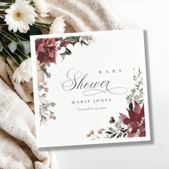 Dusky Warm Winter Festive Foliage Baby Shower Napkin (Creator Uploaded)