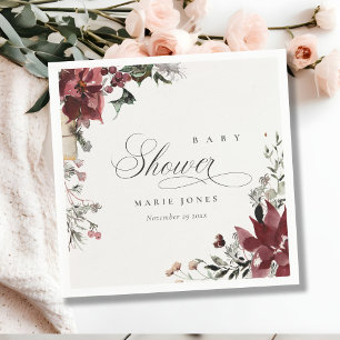 Dusky Warm Winter Festive Foliage Baby Shower  Napkin