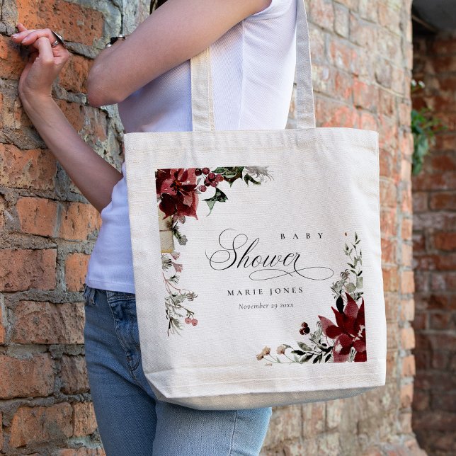 Dusky Warm Winter Festive Foliage Baby Shower Tote Bag (Creator Uploaded)