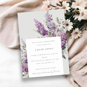 Dusky Watercolor Lilac Cottage Flora Bridal Shower Invitation