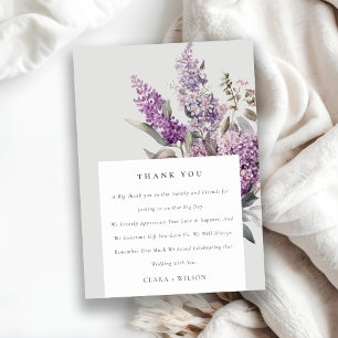 Dusky Watercolor Lilac Cottage Floral Wedding Thank You Card