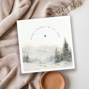 Dusky Winter Snow Mountain Landscape Wedding Napkin