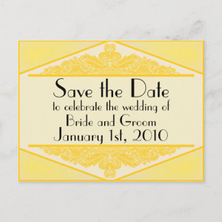 Dusky Yellow Vintage, save the date postcard