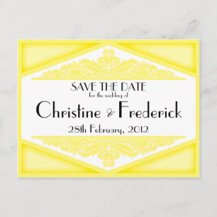 Dusky Yellow Vintage, save the date postcard
