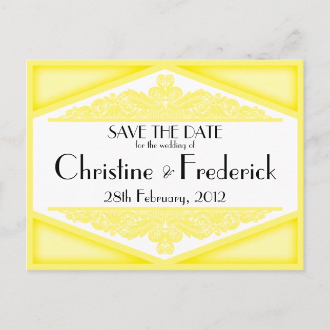 Dusky Yellow Vintage, save the date postcard (Front)
