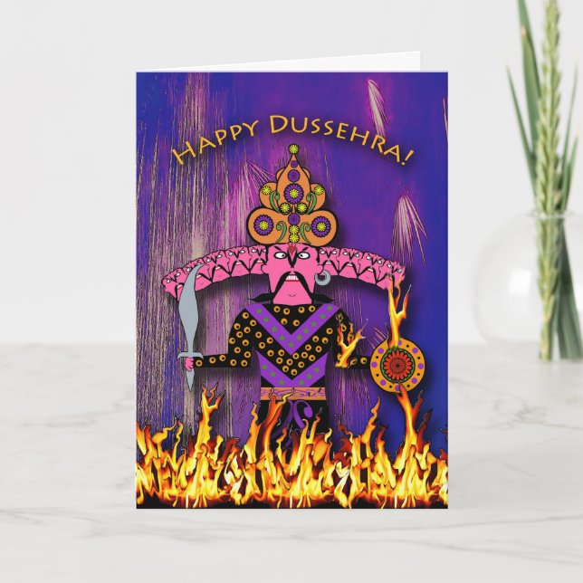 Dussehra Greeting Card, Demon King Ravana Card (Front)