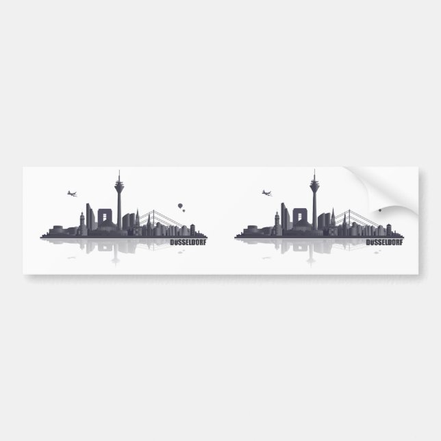 Düsseldorf City Skyline Bumper Sticker (Front)