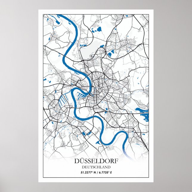 Dusseldorf Deutschland City Map Travel Simple Poster (Front)