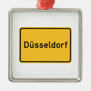 Dusseldorf, Germany Road Sign Metal Tree Decoration