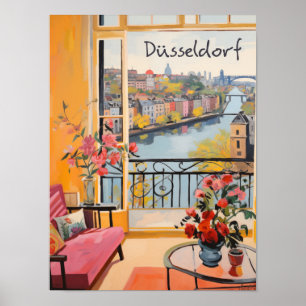 Dusseldorf Germany Travel City Painting Aesthetic Poster
