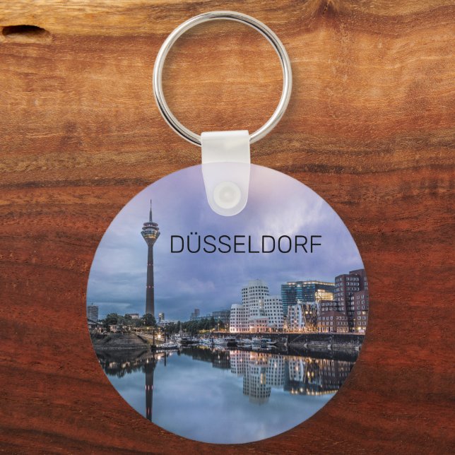 Dusseldorf Skyline Germany Holiday Sunset Souvenir Key Ring (Front)