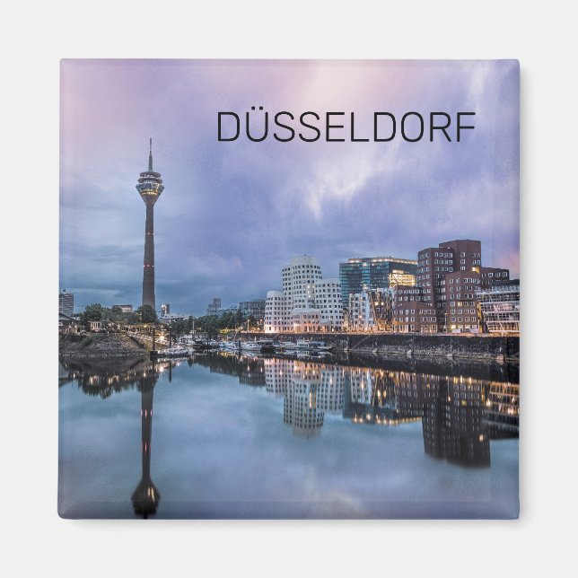 Dusseldorf Skyline Germany Holiday Sunset Souvenir Magnet (Front)