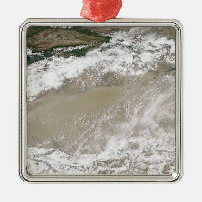 Dust and clouds hovered over the Taklimakan Des Metal Tree Decoration (Front)