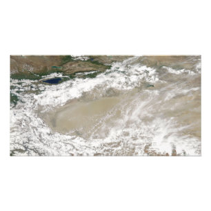 Dust and clouds hovered over the Taklimakan Des Photo Print