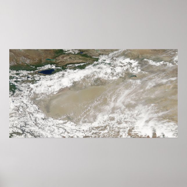 Dust and clouds hovered over the Taklimakan Des Poster (Front)