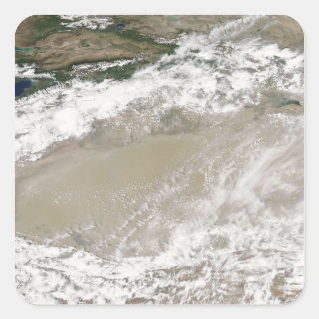 Dust and clouds hovered over the Taklimakan Des Square Sticker (Front)