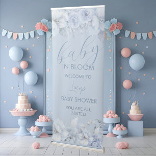 Dust Blue Baby Shower welcome Retractable Banner