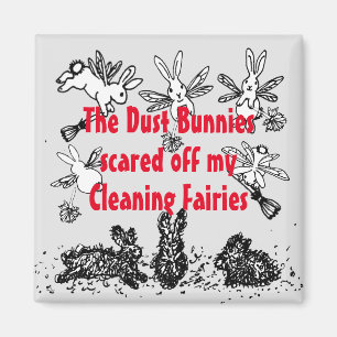 Dust Bunny Cleaning Fairy Rabbit Humourous Funny Magnet