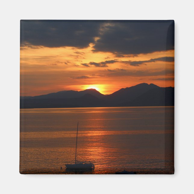 Dust over Lake Garda with Beautiful Sunset Magnet (Front)