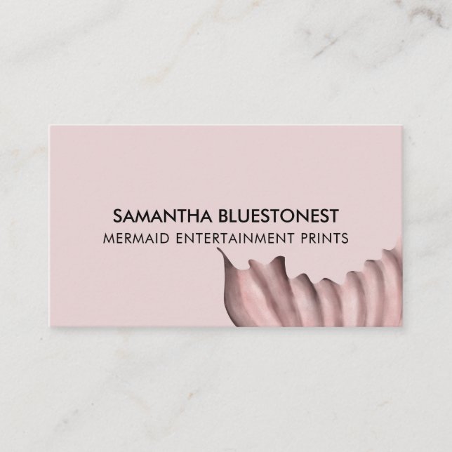 Dust Pink hand drawing illustration tail mermaid Business Card (Front)