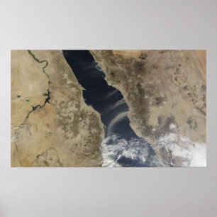 Dust plumes blow off the coast of Saudi Arabia Poster