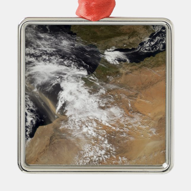 Dust plumes off the Moroccan coast Metal Tree Decoration (Front)