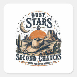Dust Stars Second Chances Western Design Square Sticker