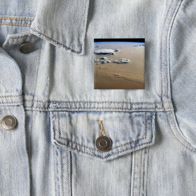 Dust Storm Across The Sand Seas Of Sahara Desert. 15 Cm Square Badge (In Situ)