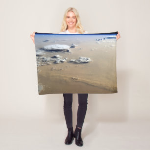 Dust Storm Across The Sand Seas Of Sahara Desert. Fleece Blanket
