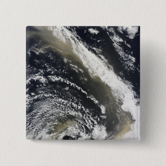 Dust storm blowing over the Tasman Sea 15 Cm Square Badge (Front)