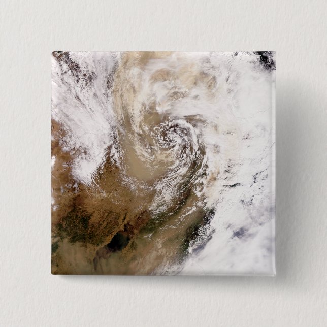 Dust storm in northern China 15 Cm Square Badge (Front)