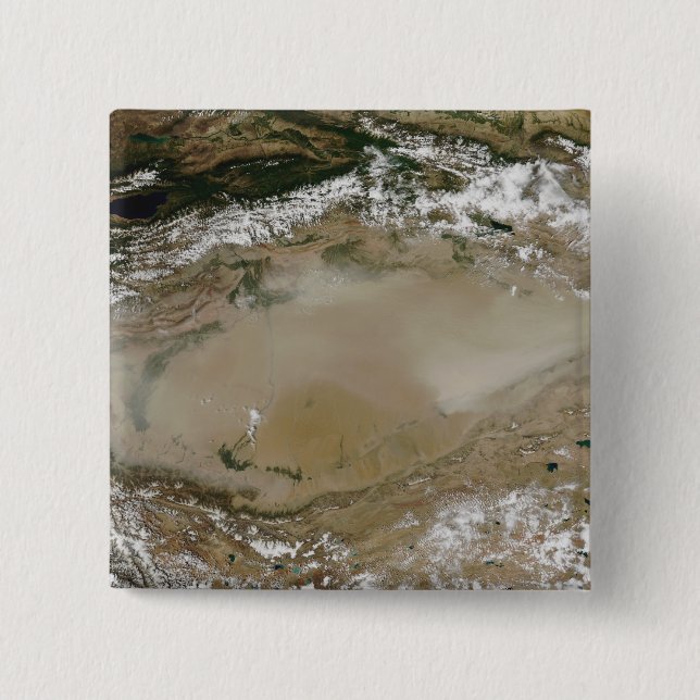 Dust storm in Taklimakan Desert, Western China 15 Cm Square Badge (Front)