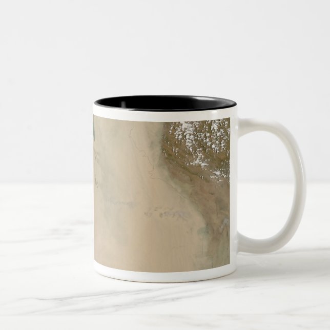 Dust storm in the Middle East Two-Tone Coffee Mug (Right)